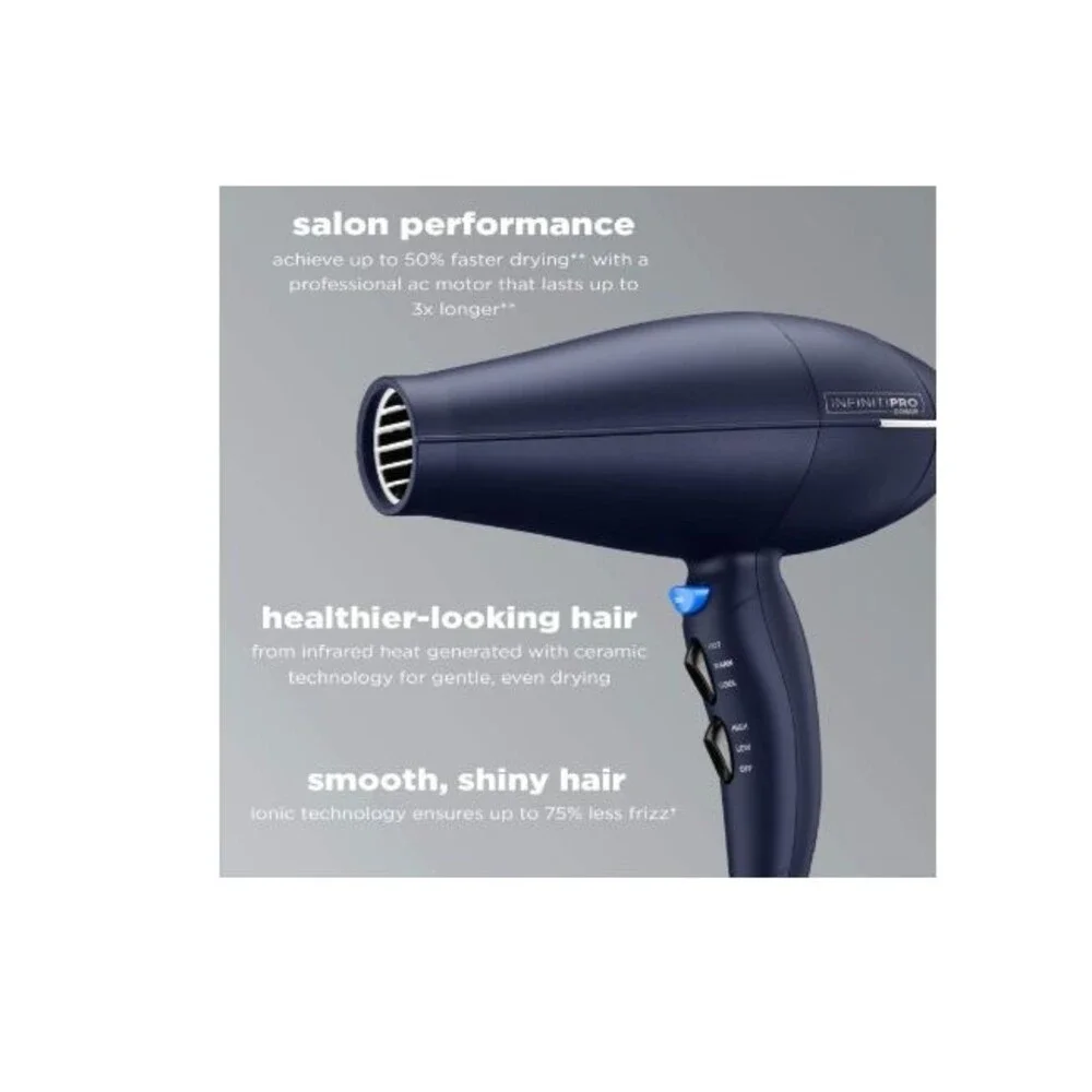 INFINITIPRO BY CONAIR Hair Dryer with Innovative Diffuser Enhances Curls Dark bl